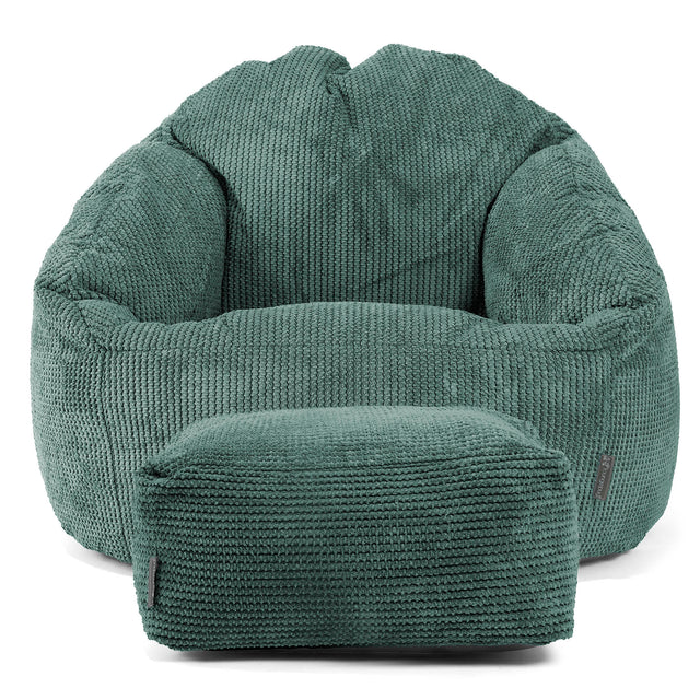 Pouf Chaise Bubble - Velours Côtelé Gaufré Vert Mousse 02