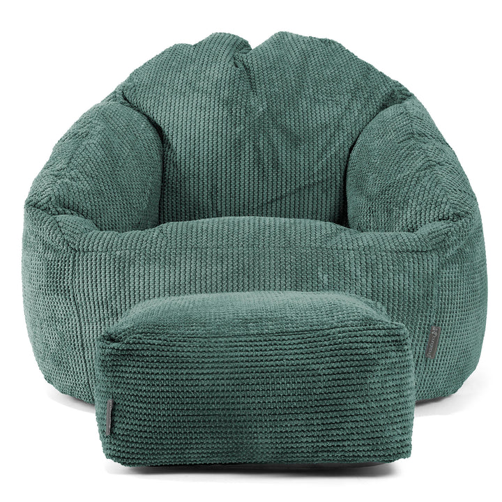 Pouf Chaise Bubble - Velours Côtelé Gaufré Vert Mousse 02