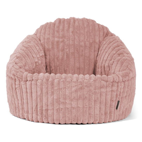 Pouf Chaise Bubble - Velours Côtelé Ultra Pelucheux Rose Pastel 01