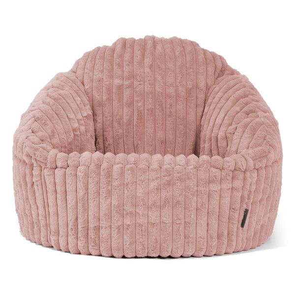 Pouf Chaise Bubble - Velours Côtelé Ultra Pelucheux Rose Pastel 01