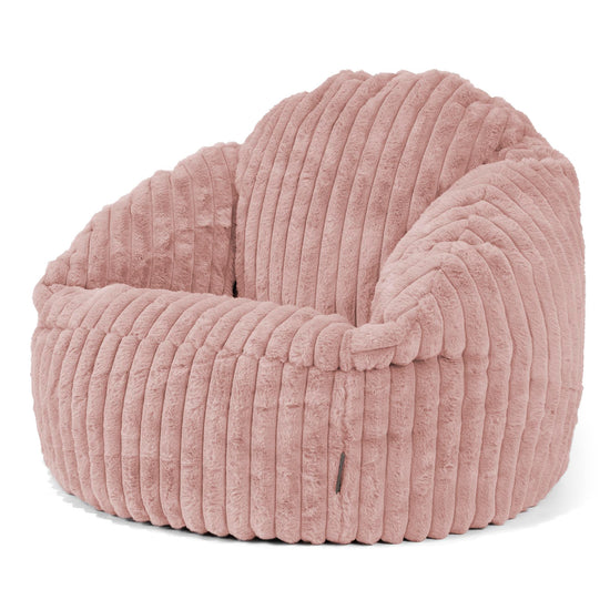 Pouf Chaise Bubble - Velours Côtelé Ultra Pelucheux Rose Pastel 04