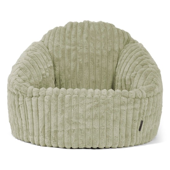 Pouf Chaise Bubble - Velours Côtelé Ultra Pelucheux Vert Sauge 01