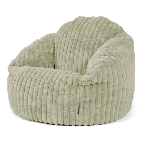 Pouf Chaise Bubble - Velours Côtelé Ultra Pelucheux Vert Sauge 04