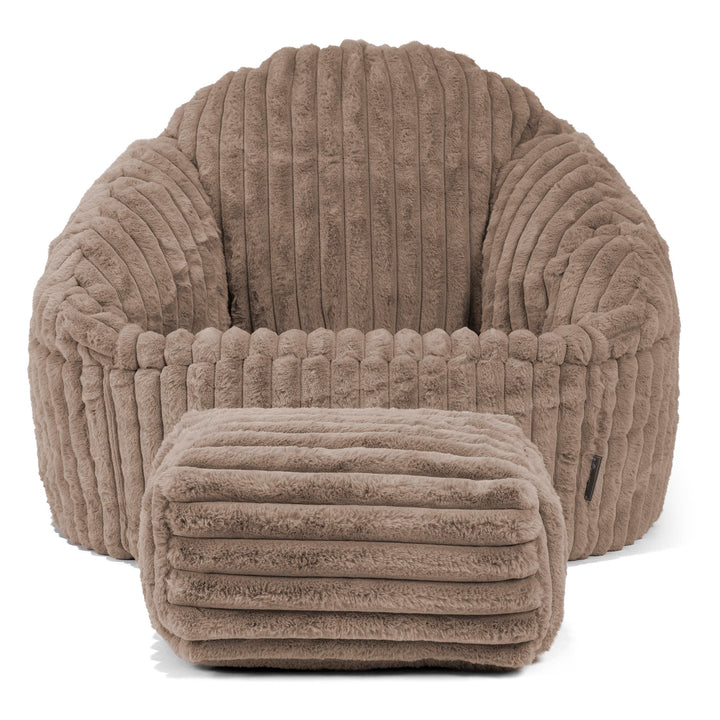 Pouf Chaise Bubble - Velours Côtelé Ultra Pelucheux Vison 02