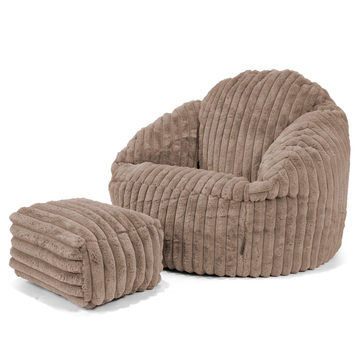 Pouf Chaise Bubble - Velours Côtelé Ultra Pelucheux Vison 03