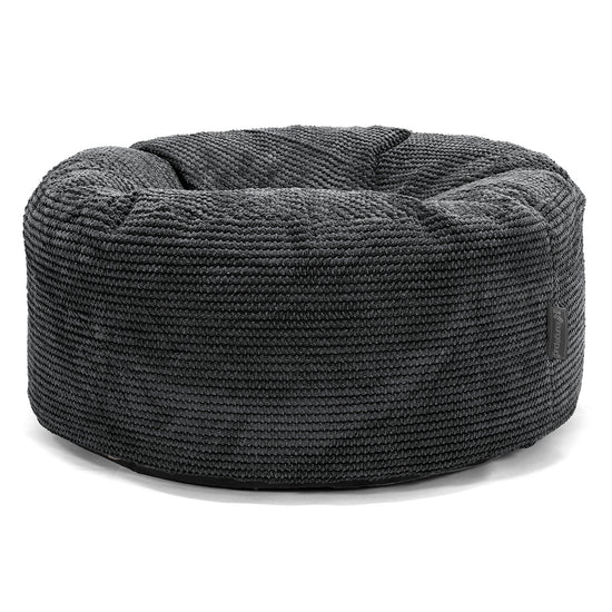 Pouf Design Rond - Velours Côtelé Gaufré Noir 01