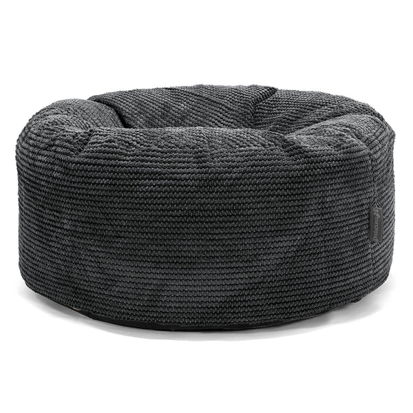 Pouf Design Rond - Velours Côtelé Gaufré Noir 01
