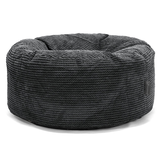 Pouf Design Rond - Velours Côtelé Gaufré Noir 01