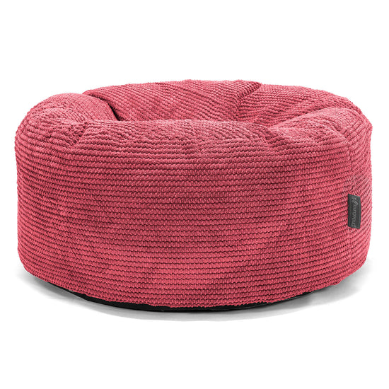 Pouf Design Rond - Velours Côtelé Gaufré Rouge pastel 01