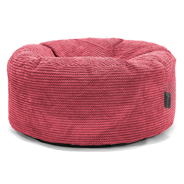 Pouf Design Rond - Velours Côtelé Gaufré Rouge pastel 01