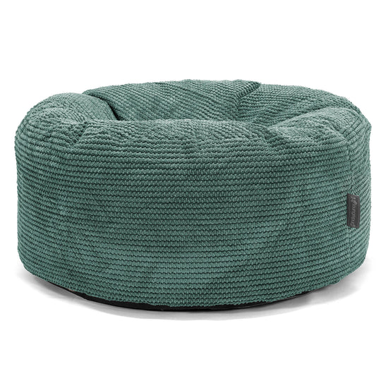 Pouf Design Rond - Velours Côtelé Gaufré Vert Mousse 01