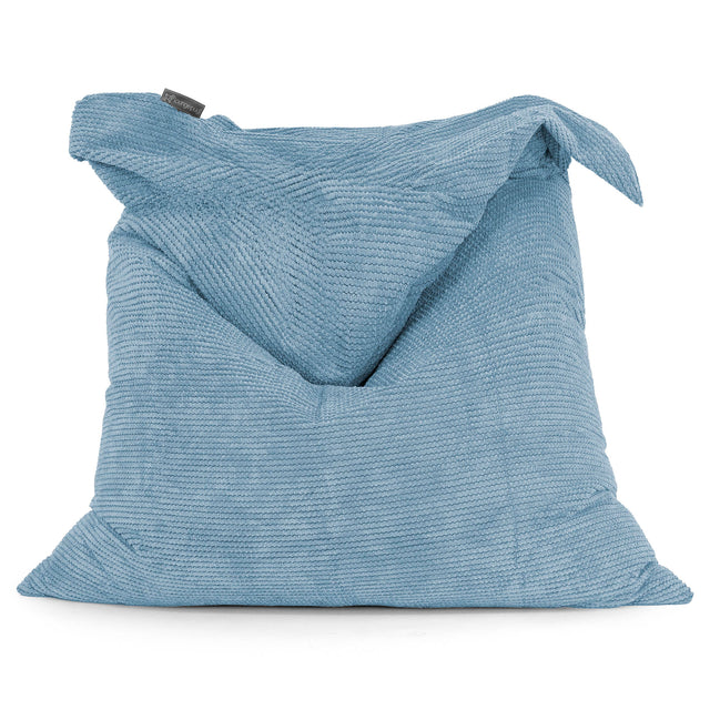 Pouf Géant XXL - Velours Côtelé Gaufré Bleu Ciel 01