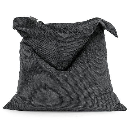 Pouf Géant XXL - Velours Côtelé Gaufré Noir 01