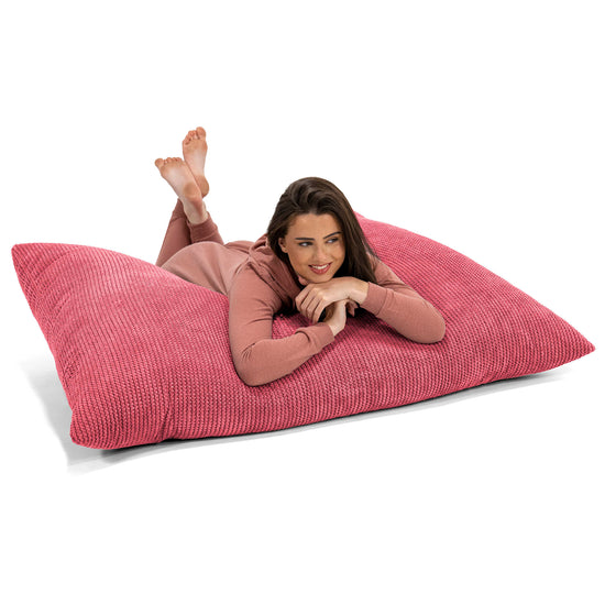 Pouf Géant XXL - Velours Côtelé Gaufré Rouge pastel 03