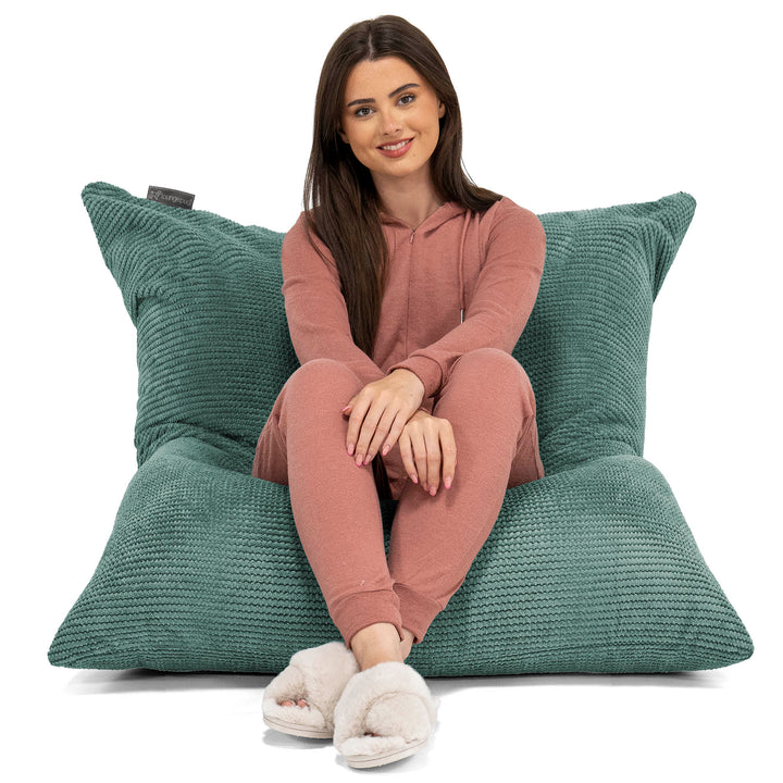 Pouf Géant XXL - Velours Côtelé Gaufré Vert Mousse 02