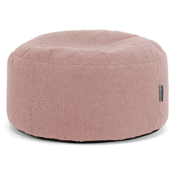 Pouf Ottoman avec Plateau - Bouclé Rose 01