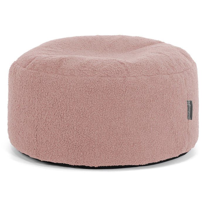 Pouf Ottoman avec Plateau - Bouclé Rose 02