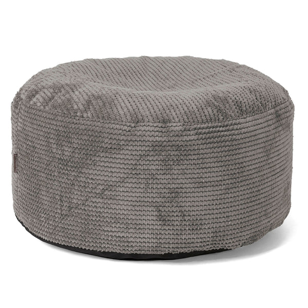 Pouf Ottoman avec Plateau - Velours Côtelé Gaufré Anthracite 01