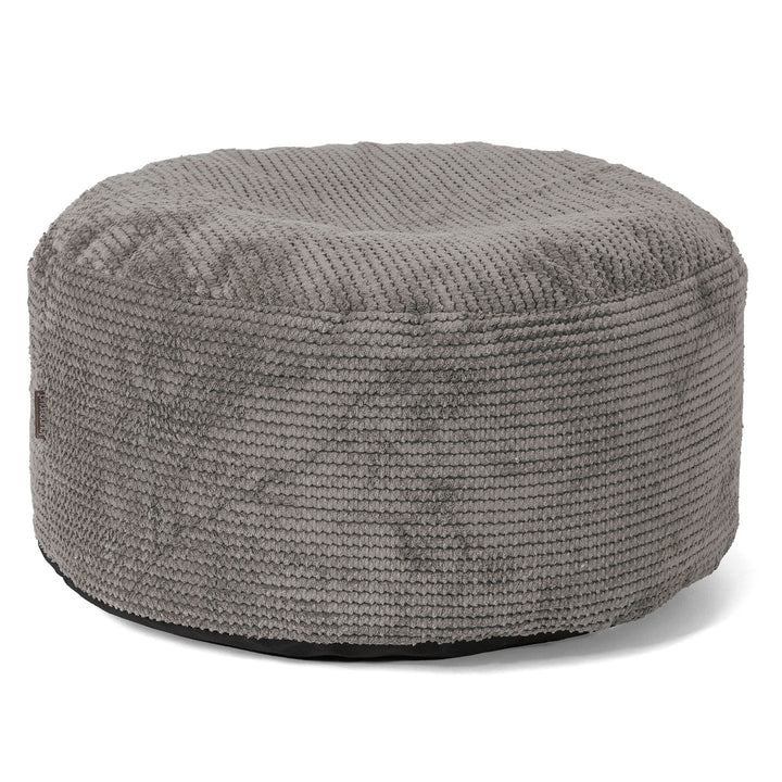 Pouf Ottoman avec Plateau - Velours Côtelé Gaufré Anthracite 02