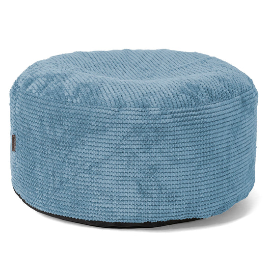 Pouf Ottoman avec Plateau - Velours Côtelé Gaufré Bleu Ciel 02