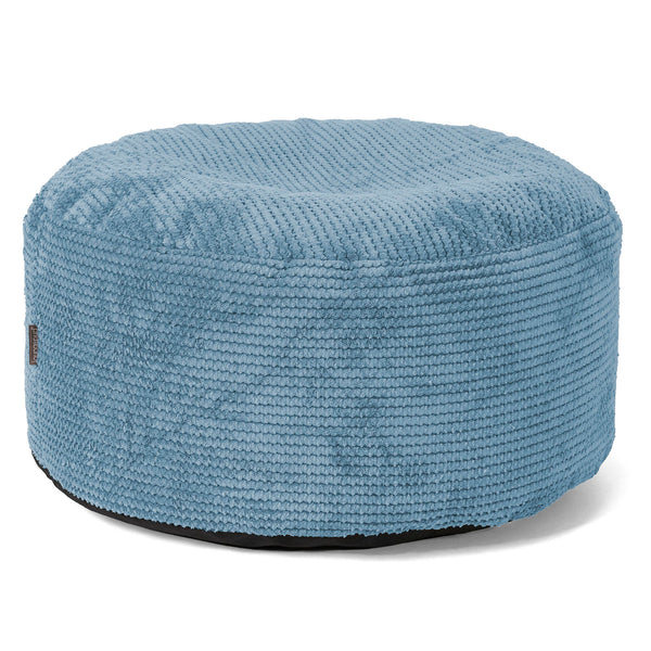 Pouf Ottoman avec Plateau - Velours Côtelé Gaufré Bleu Ciel 01