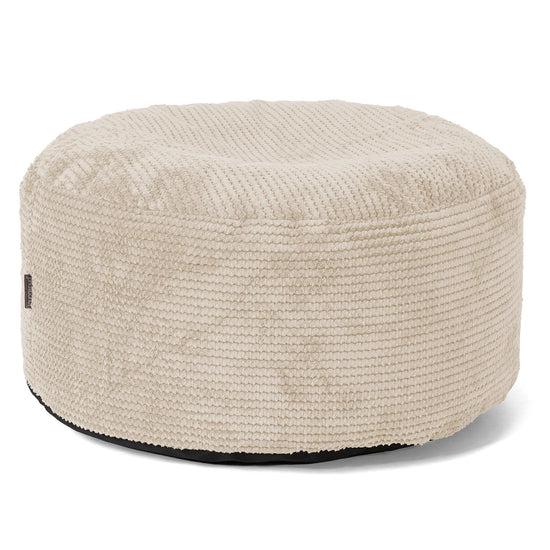 Pouf Ottoman avec Plateau - Velours Côtelé Gaufré Crème 02