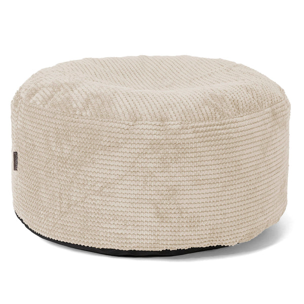 Pouf Ottoman avec Plateau - Velours Côtelé Gaufré Crème 01