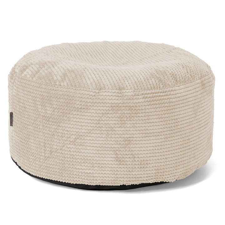 Pouf Ottoman avec Plateau - Velours Côtelé Gaufré Crème 02