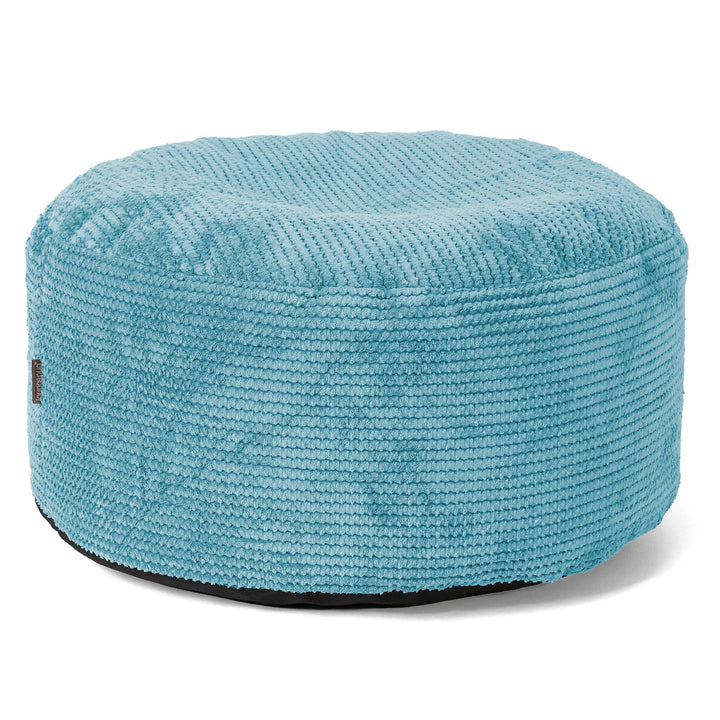 Pouf Ottoman avec Plateau - Velours Côtelé Gaufré Mer Égée 02