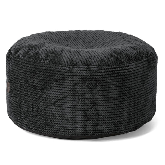 Pouf Ottoman avec Plateau - Velours Côtelé Gaufré Noir 02