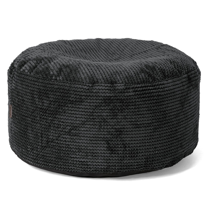 Pouf Ottoman avec Plateau - Velours Côtelé Gaufré Noir 02