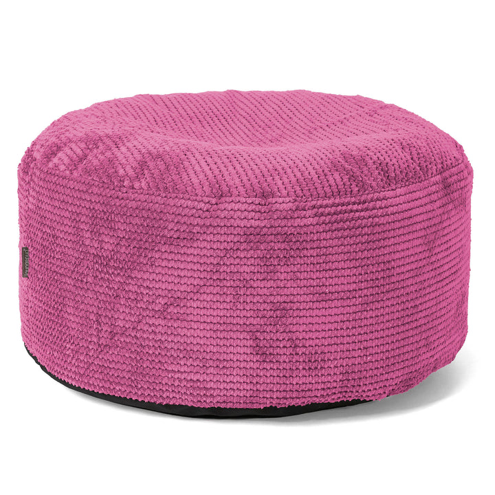 Pouf Ottoman avec Plateau - Velours Côtelé Gaufré Rose 02