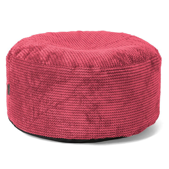 Pouf Ottoman avec Plateau - Velours Côtelé Gaufré Rouge pastel 02