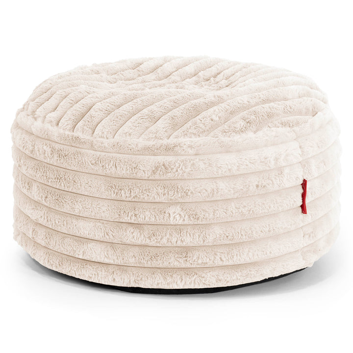 Pouf Ottoman avec Plateau - Velours Côtelé Ultra Pelucheux Crème 02