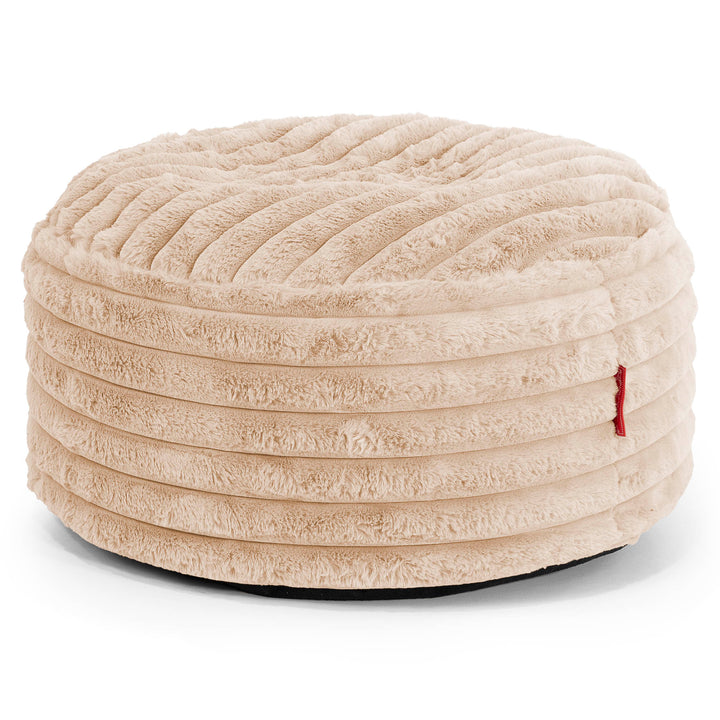 Pouf Ottoman avec Plateau - Velours Côtelé Ultra Pelucheux Pêche 02