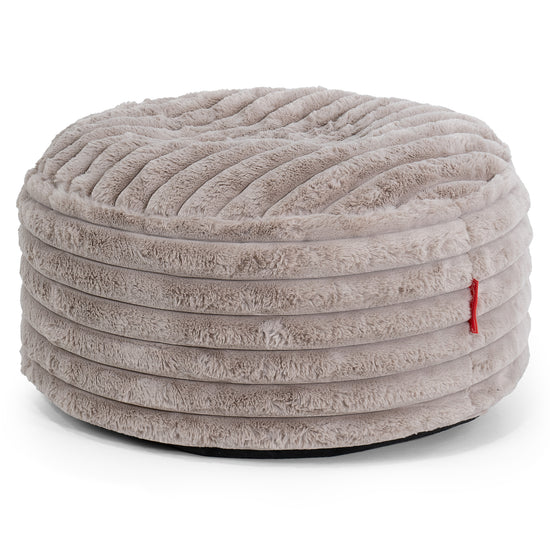 Pouf Ottoman avec Plateau - Velours Côtelé Ultra Pelucheux Vison 02