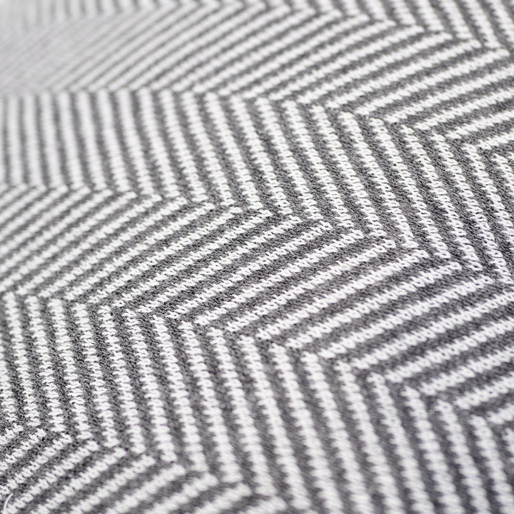 Petit Repose Pied - Tricoté Chevrons Gris 03