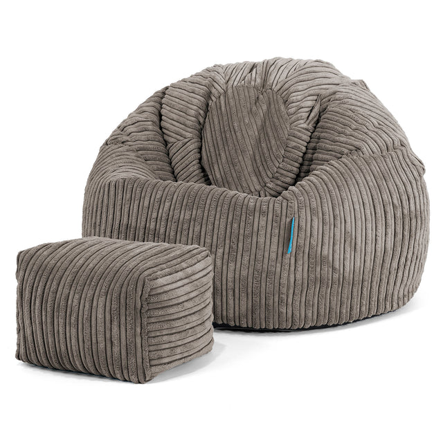 Pouf Poire Classique Enfant 1-5 ans - Côtelé Anthracite 02