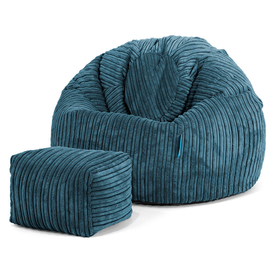 Pouf Poire Classique Enfant 1-5 ans - Côtelé Bleu Marine 02