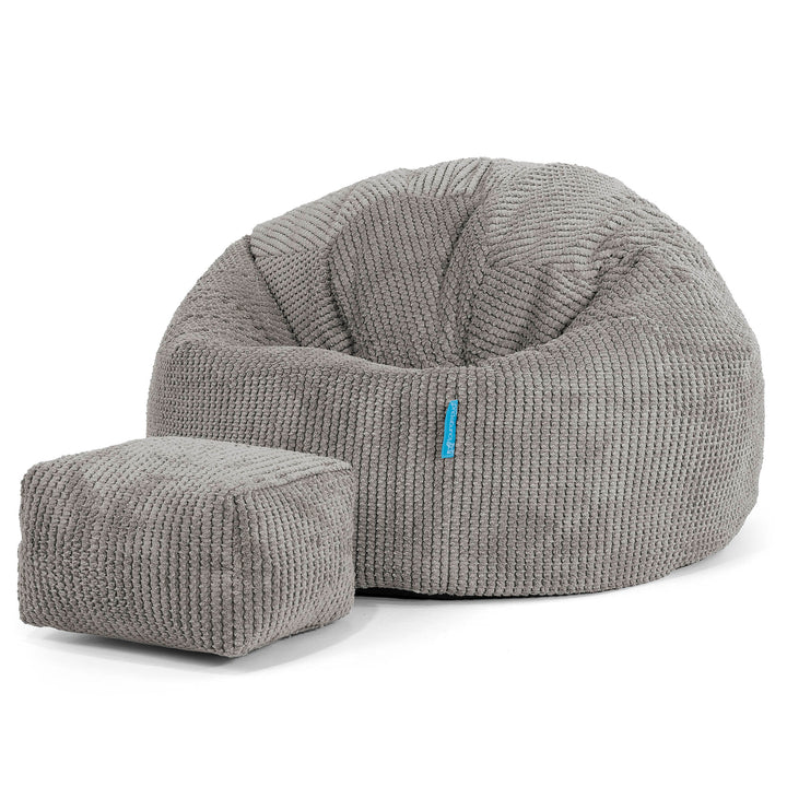 Pouf Poire Classique Enfant 1-5 ans - Velours Côtelé Gaufré Anthracite 02