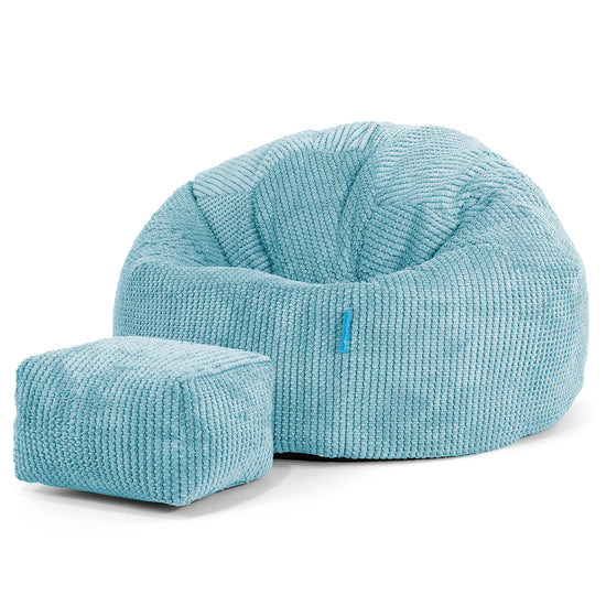 Pouf Poire Classique Enfant 1-5 ans - Velours Côtelé Gaufré Mer Égée 02