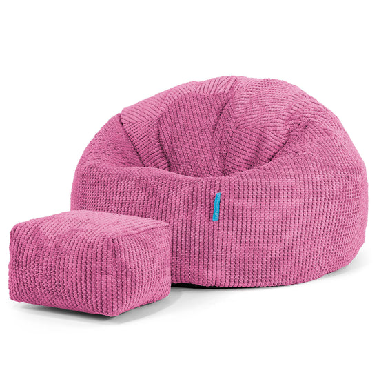 Pouf Poire Classique Enfant 1-5 ans - Velours Côtelé Gaufré Rose 02