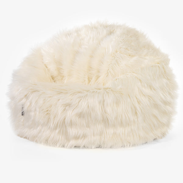 Pouf Poire Classique - Imitation fourrure à poils longs Crème 01