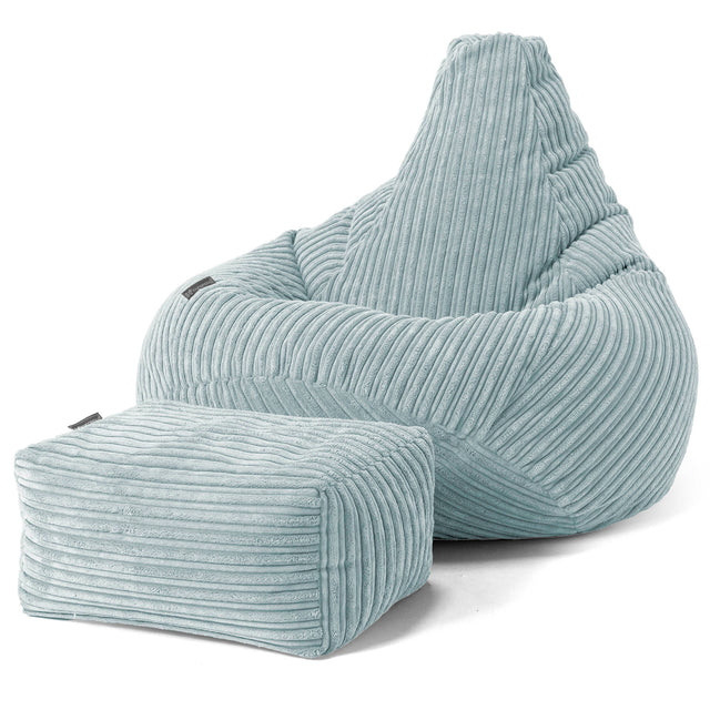 Pouf Poire Gamer - Côtelé Vert Menthe 01