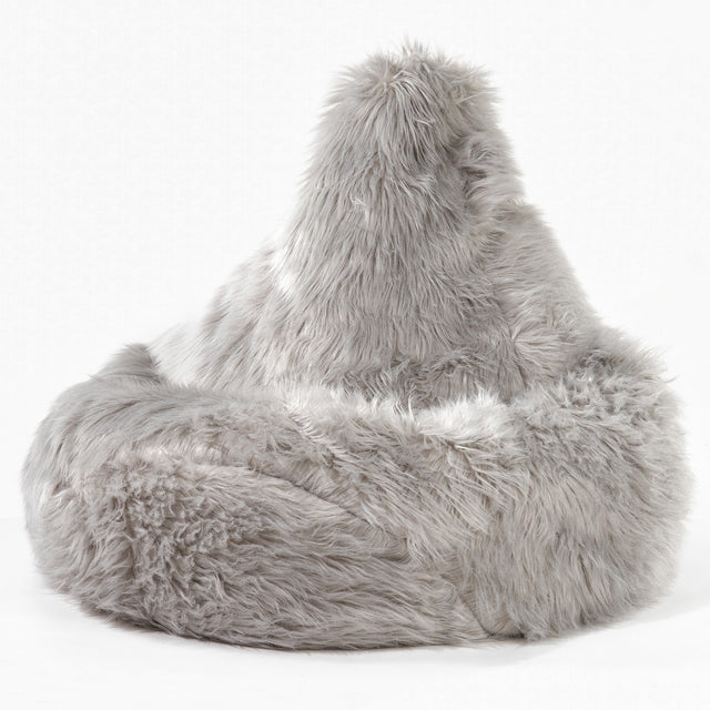 Pouf Poire Gamer - Imitation fourrure à poils longs Gris 01