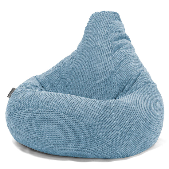 Pouf Poire Gamer - Velours Côtelé Gaufré Bleu Ciel 02