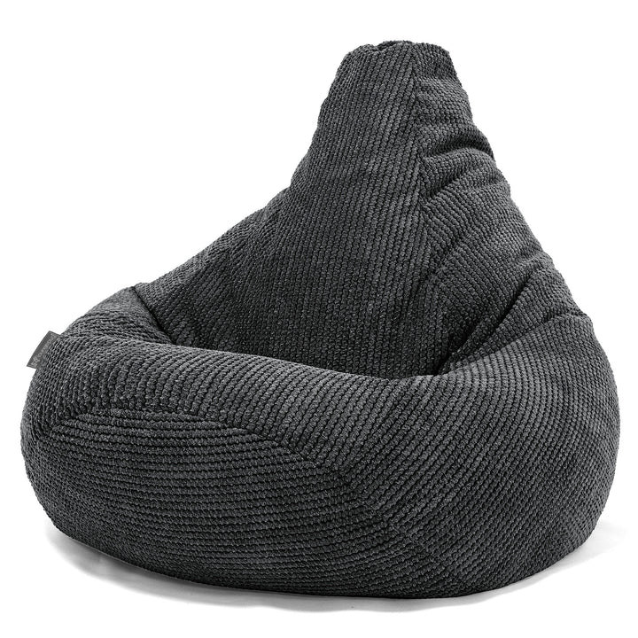 Pouf Poire Gamer - Velours Côtelé Gaufré Noir 02