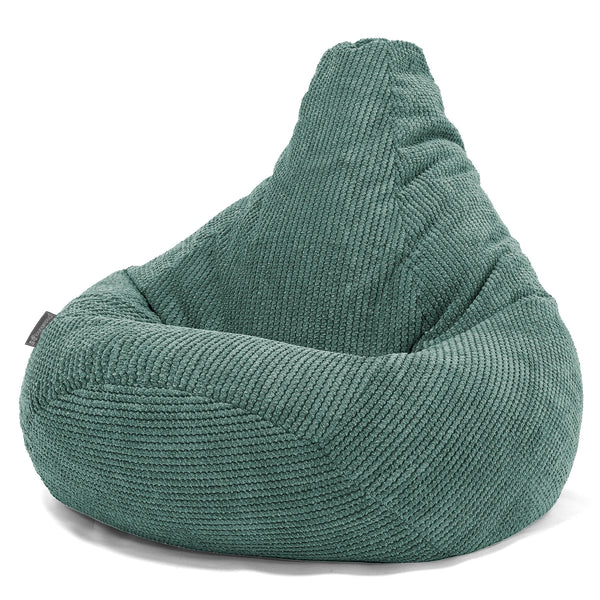 Pouf Poire Gamer - Velours Côtelé Gaufré Vert Mousse 01