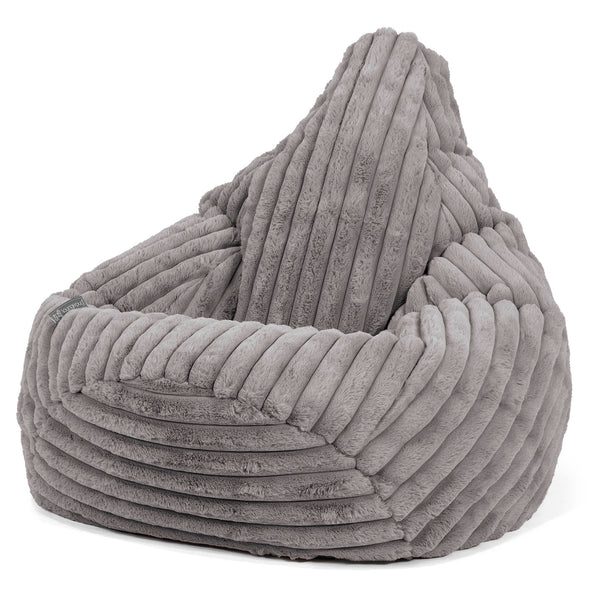 Pouf Poire Gamer - Velours Côtelé Ultra Pelucheux Gris 01