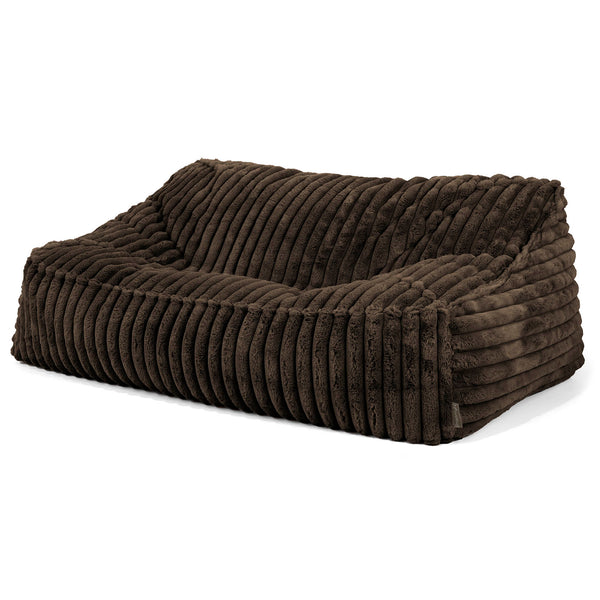 Le Canapé Pouf Doudou - Velours Côtelé Ultra Pelucheux Marron Meuse 01